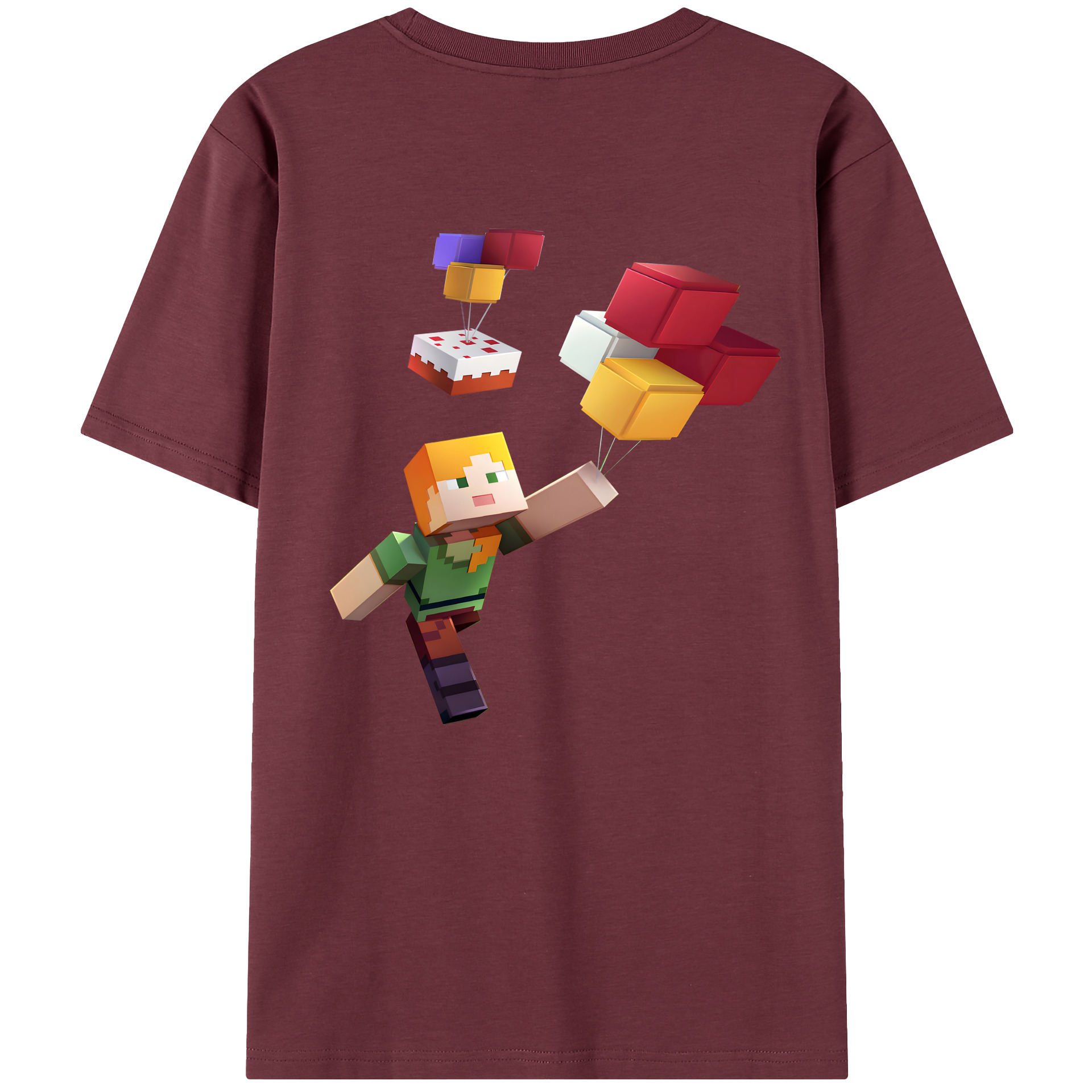 （画像用） マインクラフト ブロックの世界 Minecraft MC Block world 綿100％半袖Tシャツ（背面プリント）